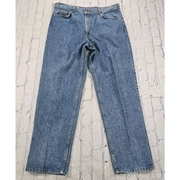 Levis 540 MENS SIZE 38 Leather Tab Jeans Blue Cotton VINTAGE MADE